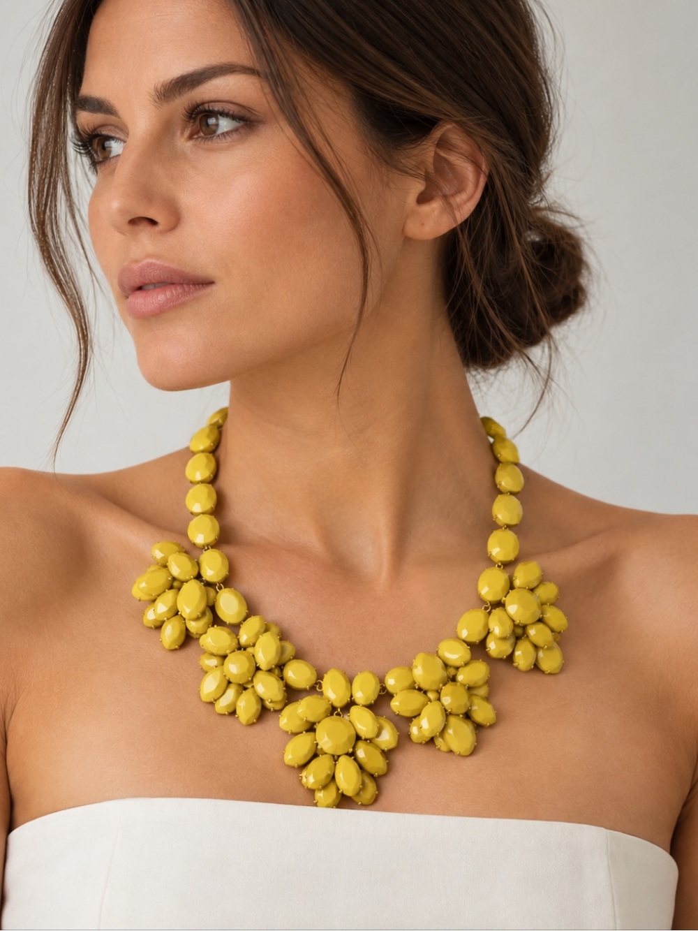 J.Crew Like New Yellow Lucite Flower Statement Necklace
